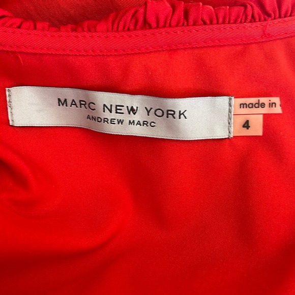 Marc New York Red COCKTAIL DRESS pockets Ruffle V-neck Sz 4 - Picture 10 of 10